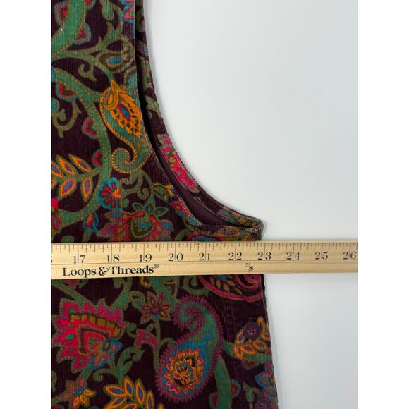 Westbound Vintage Corduroy Maxi Jumper Dress XL Boho Paisley Floral Y2K Cottage - Picture 7 of 7